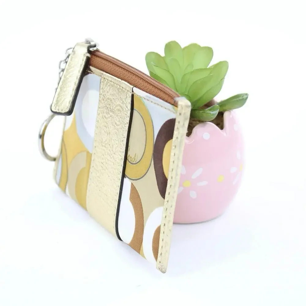 Coach Multicolor Pattern Zip Coin Wallet